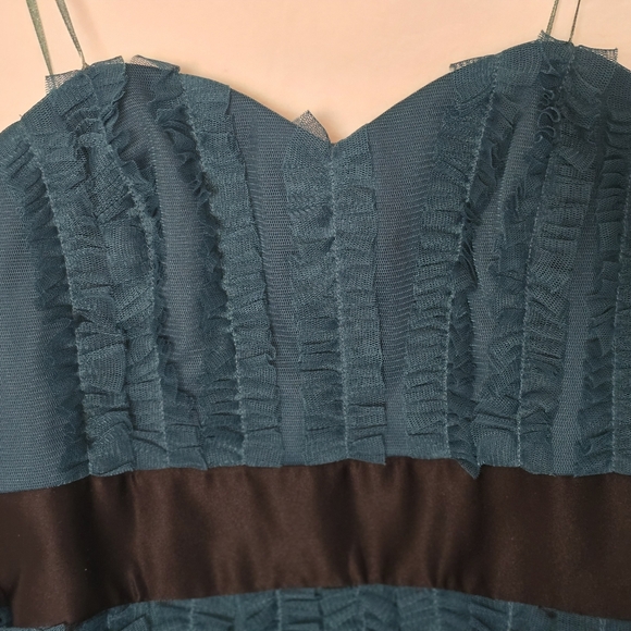 Max & Cleo Dark Jade Sophia Strapless Sweetheart Dress Size 2 Ruffle Tulle - Picture 13 of 16